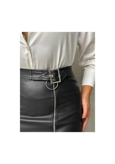 Verymoda Fermuarlı Deri Etek F0125 Siyah