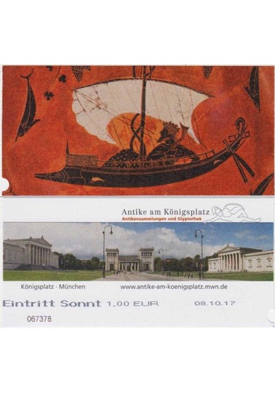 Almanya Münih Antıkensammlungen Und Glyptothek Giriş Bileti 2017. Çok Çok İyi Durumda, Kırılma Vs Yok.
