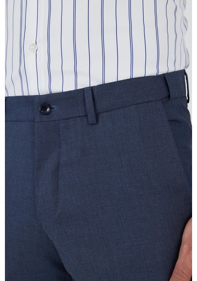 İmza Mavi Filafil Yan Cep Açık Paça Slim Fit Ayarlanabilir Kemer Pantolon 1003250123 Mavi