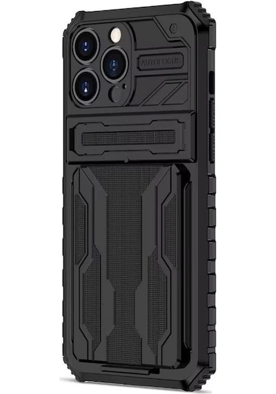 Teleplus Apple Uyumlu iPhone 13 Pro Max Kılıf Kamera Korumalı Standlı Kartlıklı Armor Grade Kapak