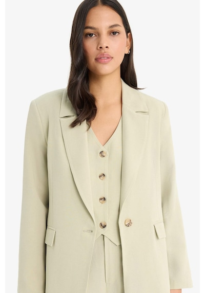 DeFacto Oversize Geniş Kalıp Keten Karışımlı Blazer Ceket Z2536AZ25SPKH176 Haki