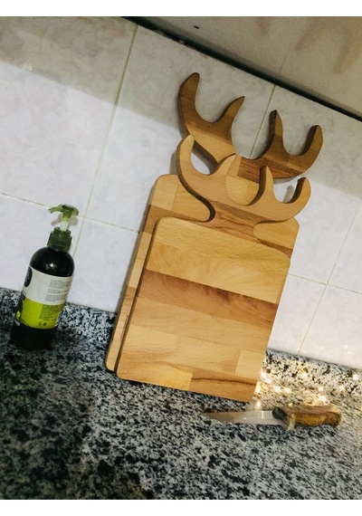 Dekoratif Geyik Boynuzlu Kesme Tahtası Ahşap