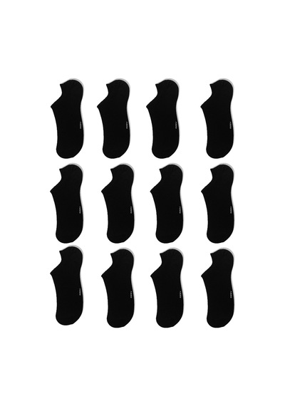 Ozzy Socks 12 Çift Siyah Dikişsiz Kadın Bambu Görünmez Sneaker Spor Ayakkabı Çorabı Siyah