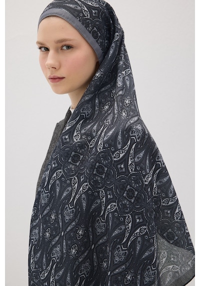 Mirsoy Scarf Rüya Pamuk Etnik Desen Şal Gri