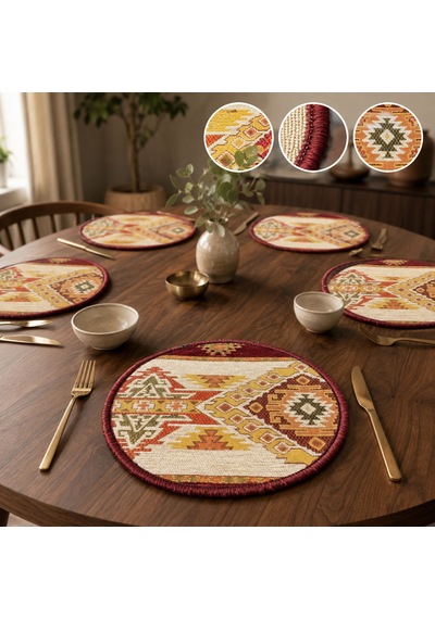 Bk Gift 6 Adet El Yapımı Anadolu İzleri Kilim Kumaşı Supla Koleksiyonu 27cm -6 Haki