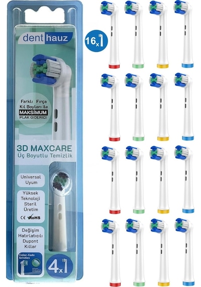 3d Maxcare - 3 Boyutlu Temiizlik Oral B Şarjlı Diş Fırçası Yedek Başlığı - 16 Adet Yedek Başlık