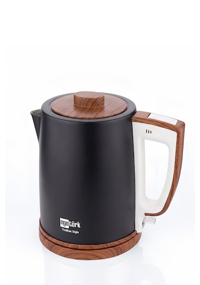 Egetürk Teadem Style Ahşap Görünümlü Çay Makinesi Çaycı 2000w 1.7l Kettle 1.2l Demlik 304 Çelik Gövde Siyah