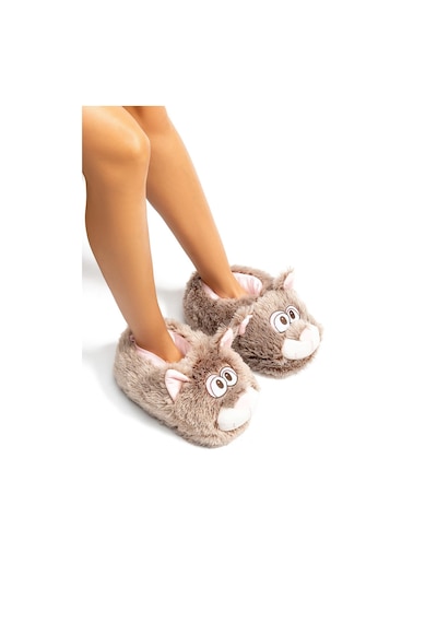 Twigy Razy EE0535 Kadın Hayvanlı Panduf Kahverengi 36/41 Kahverengi