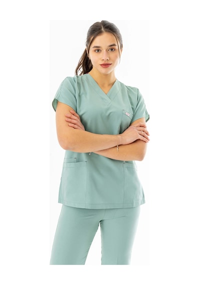 Terikoton Yarasa Kol Doktor Hemşire Forması Küf Yeşili Tyrs0004 Küf Yeşili