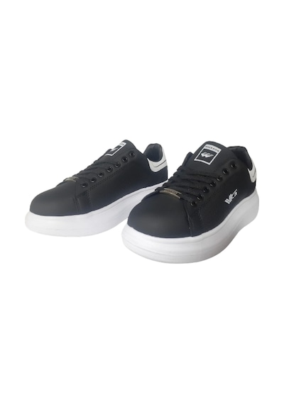 Wickers Unısex Siyah-beyaz Ortopedik Düz Taban Sneaker Spor Ayakkabı Siyah