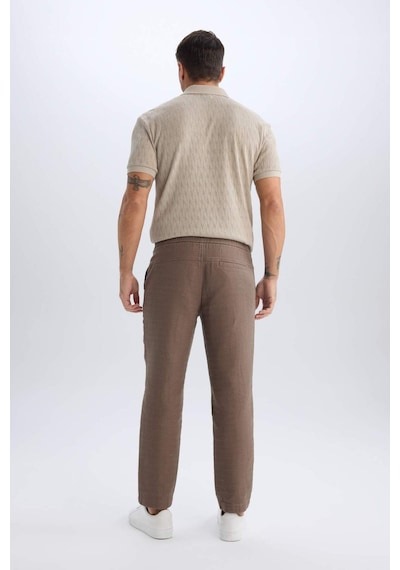 DeFacto %100 Pamuk Yazlık Jogger Pantolon Regular Fit Normal Kesim Keten Görünümlü Düz Paça Cepli B4138AX25SPKH487