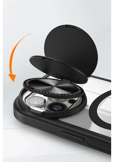 Apple iPhone Uyumlu  11 Uyumlu Kılıf Teleskop Lens Magsafe Silikon Kapak - Siyah
