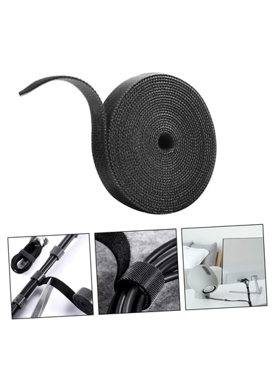 Velur-enjeksiyonlu Sırt Sırta Cırt Bant Uz:1 M X 14 Mm Siyah Kablo Düzenleyici / Cırt Bağı
