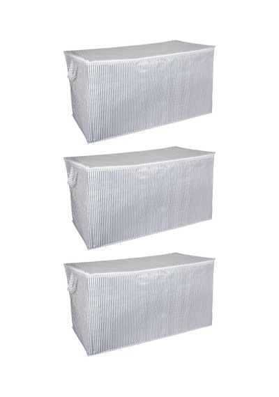 Alas 3 Adet - Sandık Tipi Hurç Maxi - Yastık&Yorgan Vb. Hurcu 75X40X40 - Leke Tutmaz Çizgili Model