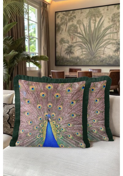 Zarif Tavuskuşu Gösterişli Saçaklı Yastık Kılıfı - Etnik Yeşil Altın Renkli Püsküllü Kırlent Kılıfı Kumlu Koyu Vizon Zarif Tavuskuşu Gösterişli Saçaklı Yastık Kılıfı - Etnik Yeşil Altın Renkli Püsküllü Kırlent Kılıfı Kumlu Koyu Vizon