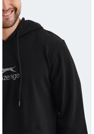 Slazenger Onca Erkek Kanguru Cepli Kapüşonlu Siyah Sweatshirt Siyah