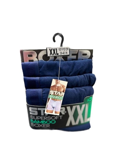 Star 3lü Erkek Süpersoft Bambu Boxer Lacivert