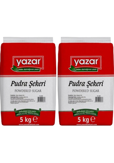Yazar Pudra Şekeri 2 x 5 KG + Yazar Mısır Unu 400 G