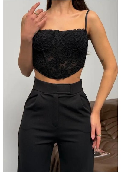 Fit Women Kadın Likralı Cırt Kapamalı Palazzo Pantolon 4433 Siyah