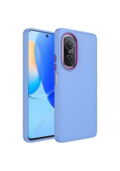 Huawei Nova 9 Se Kılıf Metal Çerçeve Ve Buton Tasarımlı Silikon Zore Luna Kapak Lila