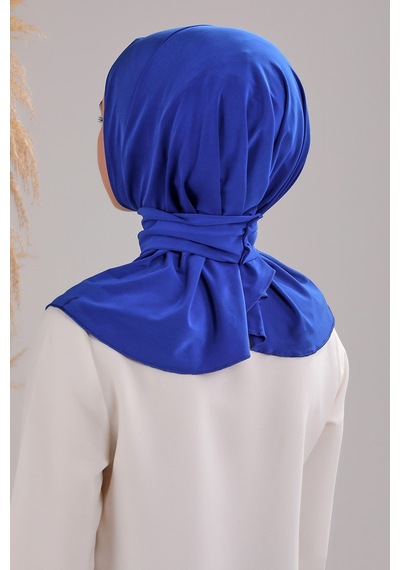Melodi Scarf Kadın Tesettür Pratik Çıtçıtlı Sandy Deniz Havuz Uyumlu Fular Hazır Bone Saks Mavisi Saks Mavisi