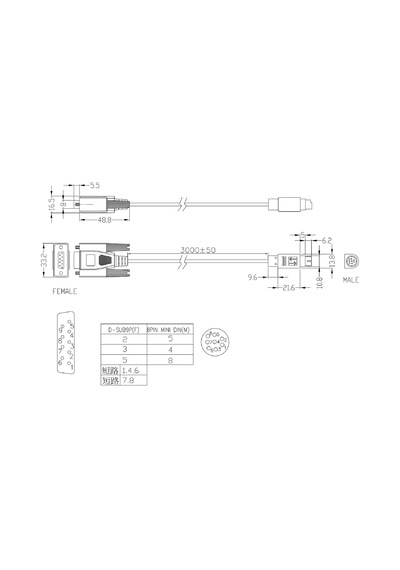 Delta Uc-ms030-01a ,rs232/dın8 Dvp-dop/pc 3mt Kablo