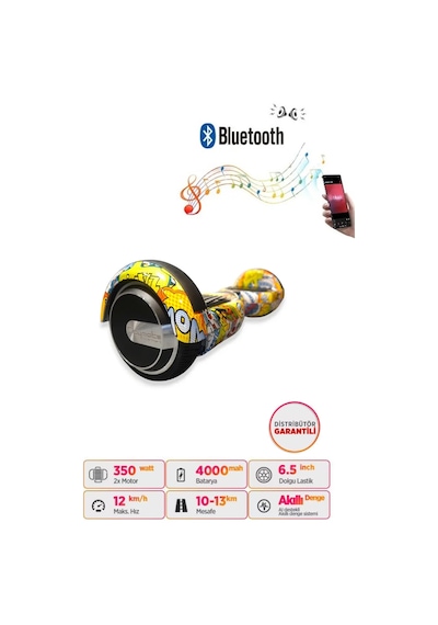 Citymate Hoverboard 6.5 inch Elektrikli Kaykay Scooter Bluetooth Hoparlörlü D25