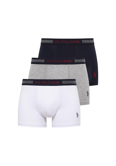 U.S. Polo Assn. - Erkek Lacivert - Beyaz - Gri Melanj 3 Lü Boxer 90004