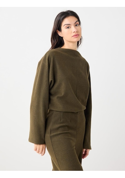 Jimmy Key Haki Melanj Rahat Kesim Yarasa Kol Yumuşak Dokulu Sweatshirt 5ww236154345