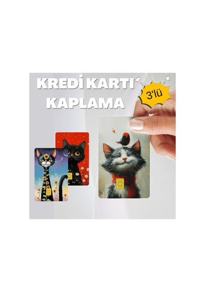 Sevimli Kediler Kart Kaplama 3'lü Set No4 Kredi Kartı & Akbil Sticker Standart
