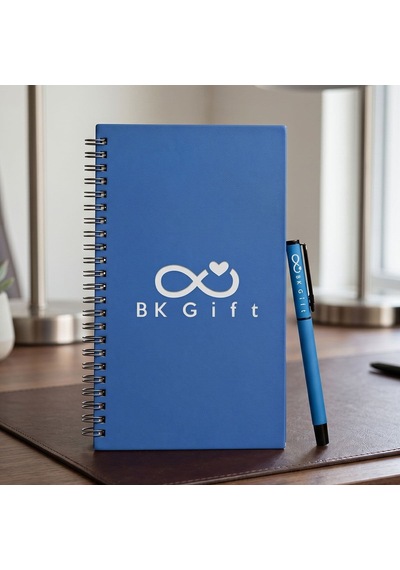 Bk Kurumsal Promosyon 10 Adet Logolu Mavi Defter Kalem Kupa Seti Kurumsal Hediye