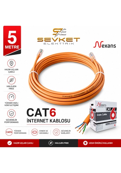 Nexans 5 Metre Cat6 Data Kablosu Turuncu Halojen Free Patch Cord