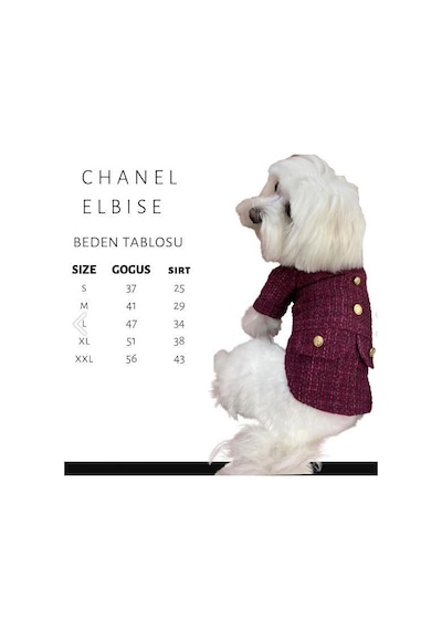 Bordo Tüvit Küçük Irk Köpek Ceketi