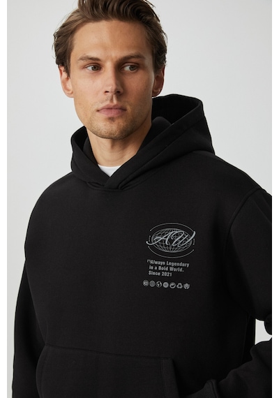 Grımelange Grımelange Legandary Erkek Yumuşacık Siyah Sweatshirt Siyah