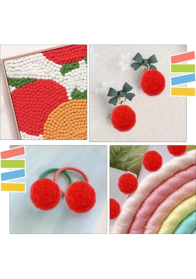 100'lü 2 Cm Kırmızı Pompom Yumuşak Ponpon Peluş