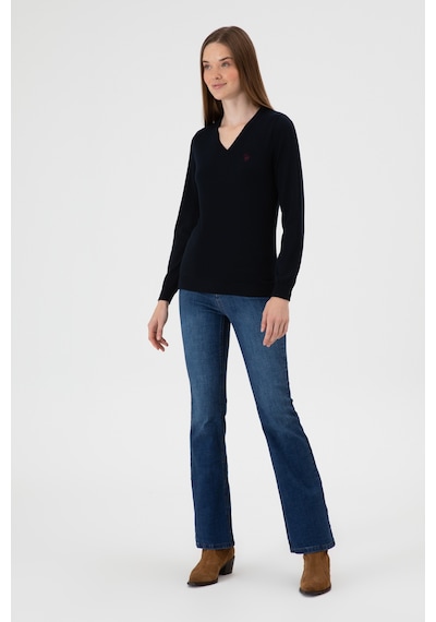 U.S. Polo Assn. Kadın Lacivert V Yaka Basic Kazak 50313590-VR033