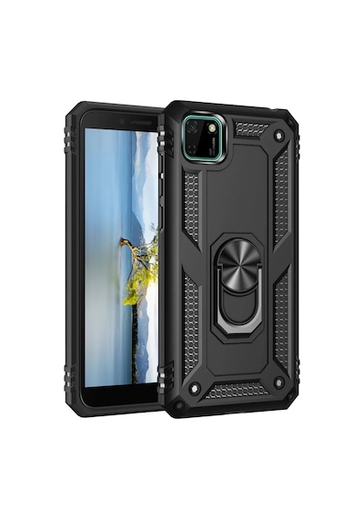 Newface Huawei Y5p Kılıf Sofya Yüzüklü Silikon Kapak - Siyah