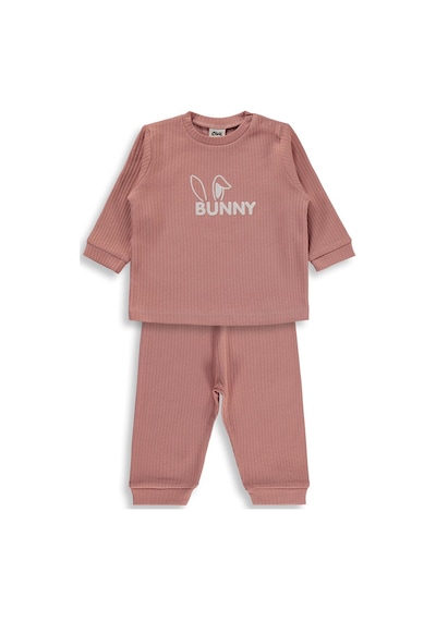 Civil Baby Tavşan Baskılı 6-18 Ay Pijama Takımı - Pembe Gülkurusu