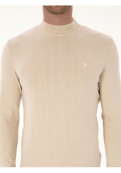Cacharel Bej Slim Fit Pamuk Karışımlı Çeyrek Balıkçı Yaka Basic Triko Kazak Cacharel Bej Slim Fit Pamuk Karışımlı Çeyrek Balıkçı Yaka Basic Triko Kazak