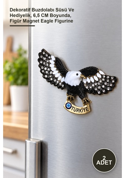 2 Adet Kartal Figürü Magnet Dekoratif Buzdolabı Süsü Ve Hediyelik, 6,5 Cm Boyunda, Figür Magnet Eagle Figurine