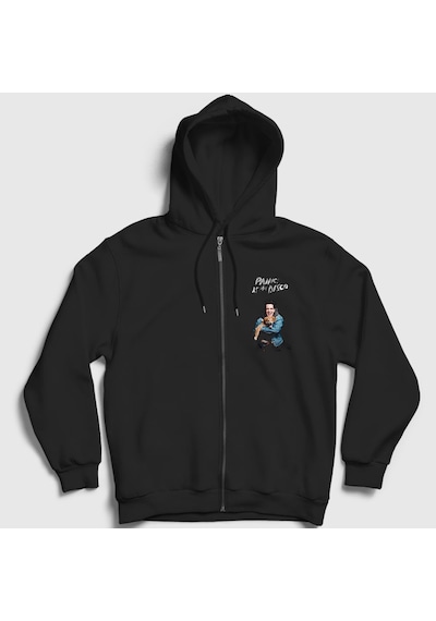 Presmono Unisex Brendon Panic At The Disco Fermuarlı Kapüşonlu Sweatshirt Siyah