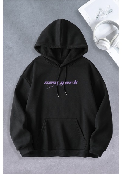 Nevermind Unisex Kadın Erkek Newyork Şimşek Modeli Oversize Sweatshirt Siyah
