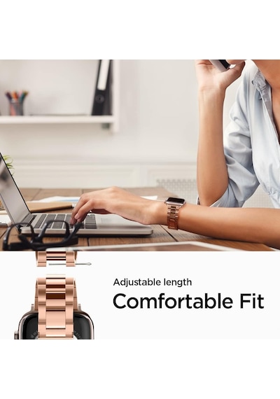 Apple Watch 42mm Seri 12/11/10 İle Uyumlu Kordon Kayış Band Modern Fit Rose Gold - 061mp25944 Çok Renkli