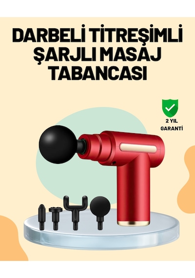 Kas Gevşetici Masaj Tabancası 4 Başlık Ve Ayarlanabilir Hız Beyaz - Siyah