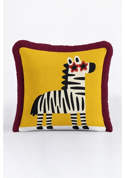 Safari Zebra Figürlü Saçaklı Yastık Kılıfı - Pop Art Hayvan Temalı Bordo Püsküllü Kırlent Kılıfı Derin Düş Serenat Safari Zebra Figürlü Saçaklı Yastık Kılıfı - Pop Art Hayvan Temalı Bordo Püsküllü Kırlent Kılıfı Derin Düş Serenat