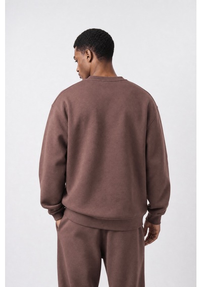Erkek Respire Basic Oversize Sweatshirt Kakao Kahverengi