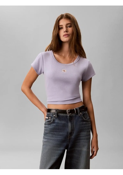 Calvin Klein Woven Label 2x2 Baby, Vbk Mor Kadın T-shirt