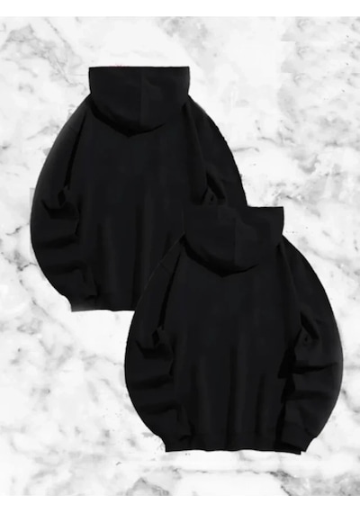 Valensdesign Sevgili Çift Kombini Örümcek Baskılı Kapüşonlu Sweatshirt Hoodie - Siyah