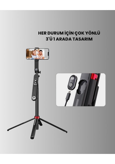 Nrzsnt Dikey Ve Yatay Çekim Destekli Selfie Stick Tripod