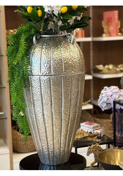Panalı Pnl-mg72 L Metal Dekoratif Vazo 40 40 80.5 Cm Gümüş